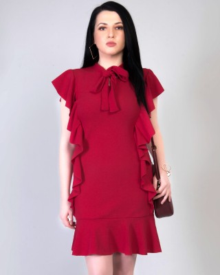 ADDYVERO Women Ruffled Red Dress