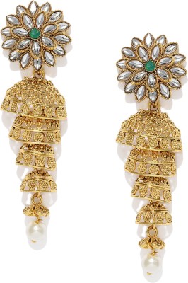 Sukkhi Ravishing Gold Plated Kundan Chandelier Pearl Alloy Drops & Danglers