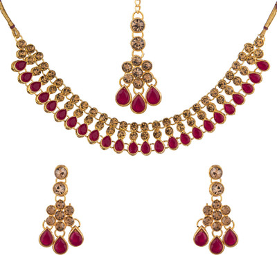 Padmavati Alloy Gold-plated Gold, Red Jewellery Set(Pack of 1)