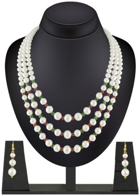 Sri Jagdamba Pearls Mother of Pearl Gold-plated White Jewellery Set(Pack of 1)