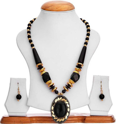 Riwaaz Collection Alloy Black, Gold Jewellery Set(Pack of 1)