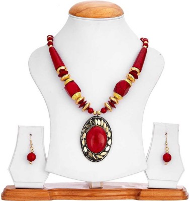 Riwaaz Collection Alloy Red, Gold Jewellery Set(Pack of 1)