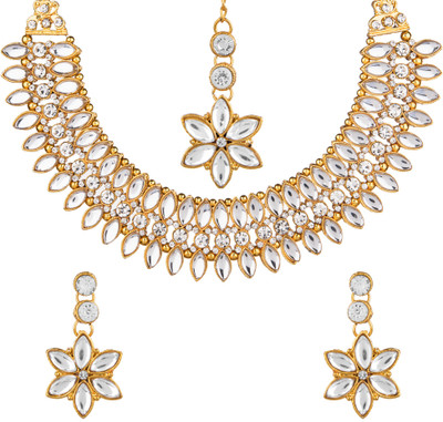 Padmavati Alloy Gold-plated Gold, White Jewellery Set(Pack of 1)