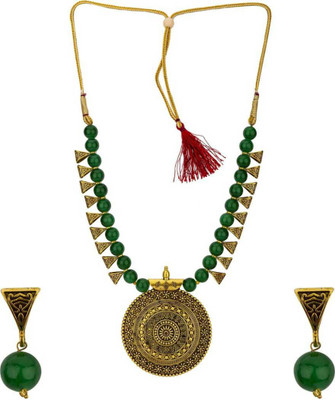 Riwaaz Collection Alloy Gold-plated Green Jewellery Set(Pack of 1)