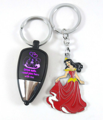 Isk Safe Drive Massage Couple Design Light Reflection and doll Keychain Key Chain