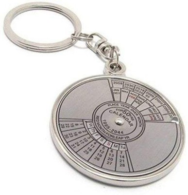 V_GADGETS Silver Compass Date Perpetual with Calendar up-to 50 Years Keychain Key Chain