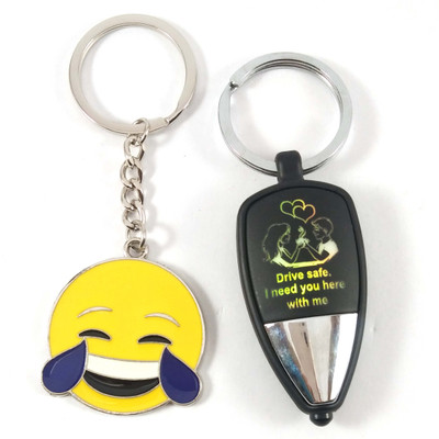 Isk Safe Drive Massage Couple Design Light Reflection and yellow smiley keychain Key Chain