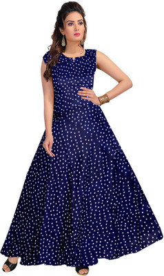 Khushi Print Women Printed Anarkali Kurta(Blue)