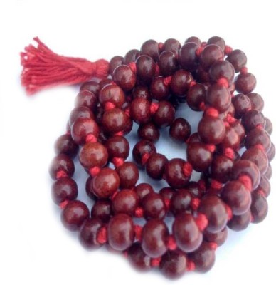 MORMUKUT Red Color Chandan/ Sandalwood Mala Beads Wood Necklace