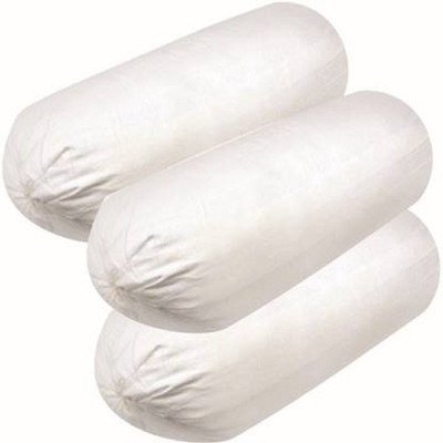 GKM Polyester Fibre Bolster Pack of 3 Solid(White)