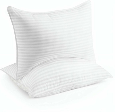 CLOUD C Microfibre Stripes Sleeping Pillow Pack of 2(White)
