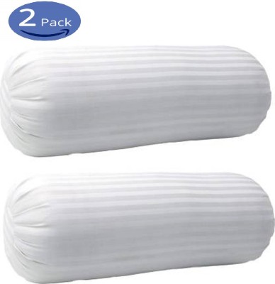 Navi collection Polyester Fibre Stripes Bolster Pack of 2(White)