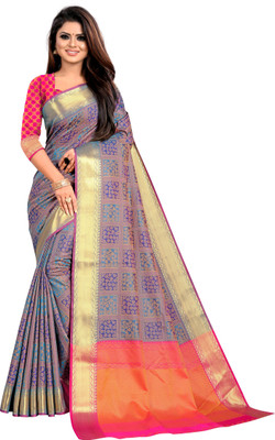 COSBILA FASHION Woven Banarasi Jacquard, Art Silk Saree(Grey)