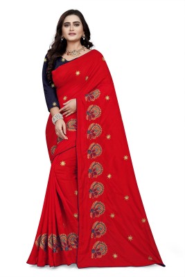 Arriva Fab Embroidered Bollywood Silk Blend Saree(Red)