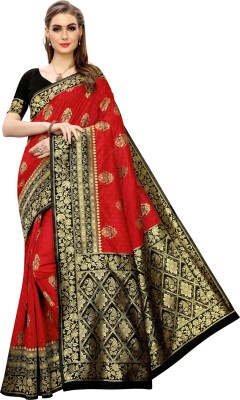 Samah Embellished, Woven Kanjivaram Silk Blend, Cotton Silk Saree(Red)