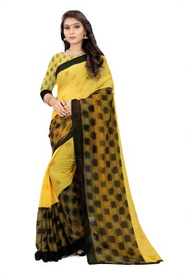 RUNAYA NX Printed Bollywood Georgette Saree(Yellow)