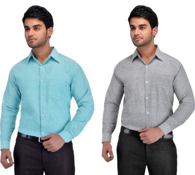 Carmelo Khadi's Men Solid Casual Multicolor Shirt(Pack of 2)