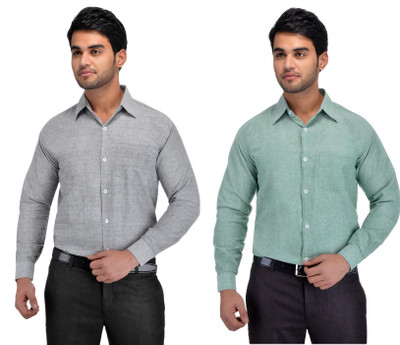 DESHBANDHU KHADI Men Solid Formal Multicolor Shirt(Pack of 2)