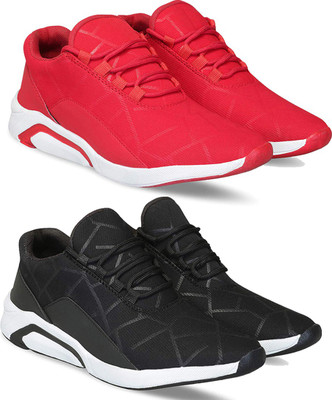 SPORTER Combo pack of 2 sports and running shoes for men Running Shoes For Men(Black, Red , 8)