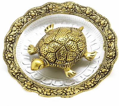 SBBCO Indoselection Oxidized Golden Metal Tortoise on Glass Plate Decorative Showpiece  -  3 cm(Brass, Glass, Gold)
