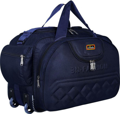 Inte Enterprises (Expandable) water resistance 25 L polyester blue round neck duffel trolley bag Duffel With Wheels (Strolley)