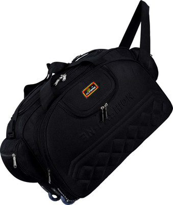 Inte Enterprises (Expandable) polyester 40 L black round neck duffel bag with wheels travelling bag Duffel With Wheels (Strolley)