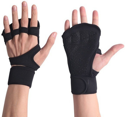 DreamPalace India Weight Lifting Gym Gloves With Wrist Support Gym & Fitness Gloves(Black)