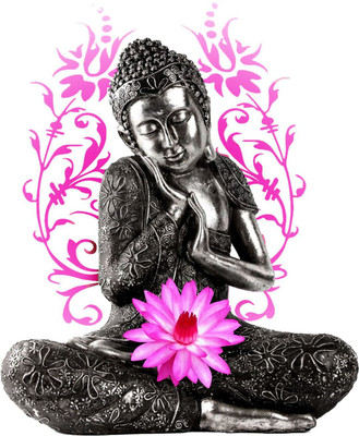 DivineDesigns 56 cm Budddha Flower Swirls Sticker Self Adhesive Sticker(Pack of 1)