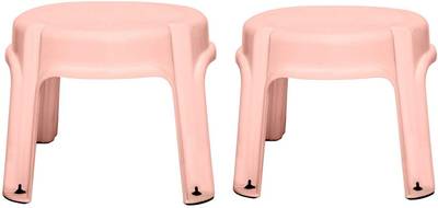 Clastik Multi Purpose Plastic Round Stool (4 Legs) - Set of 2 Pink (30*30*26 cms) Stool