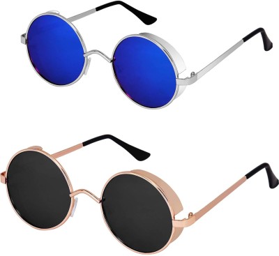 Shade House Round Sunglasses(For Men & Women, Blue, Black)