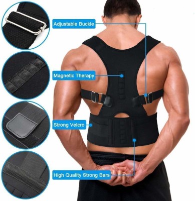 ujas Unisex Magnetic Back Brace Posture Corrector Therapy Shoulder Belt Back & Abdomen Support
