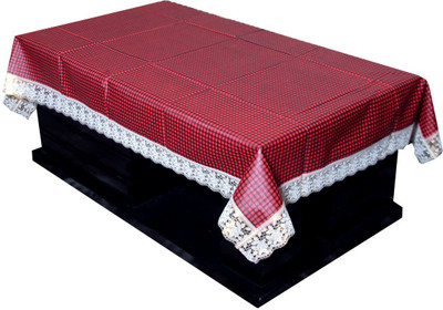 Dakshya Industries Checkered 4 Seater Table Cover(Maroon, PVC (Polyvinyl Chloride))