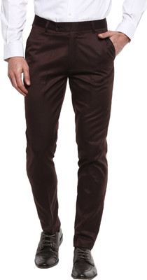 INSPIRE Slim Fit Men Brown Trousers