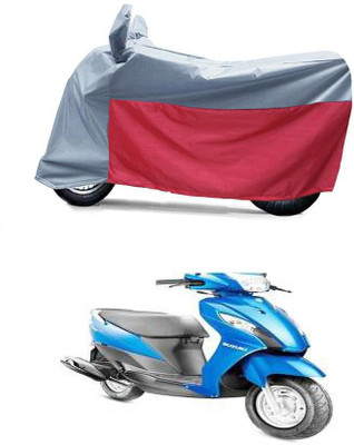 BikenWear Waterproof Two Wheeler Cover for Suzuki(Let's, Grey, Red)
