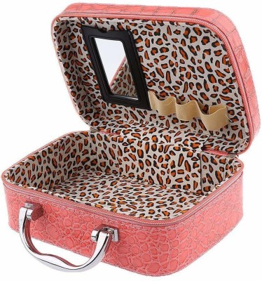 Atirap Women Makeup Bag Storage Jewelry Organizer Vanity Box Travel Toiletry Kit (Pink) Travel Toiletry Kit(Pink)