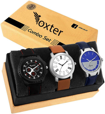 Foxter Combo Of Three Leather Super Quality Watch Watch Analog Watch - For Boys