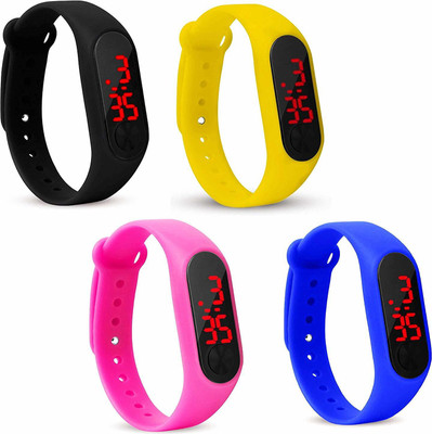 ND FASHION DIGITAL DIAL WATCHES COMBO FOR BOYS AND GIRLS M2 WATH COMBO 4 YELLOW PINK BLUE BLACK Analog Watch - For Men & Women