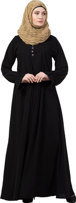 MRC Crepe Solid Abaya With Hijab(Black)