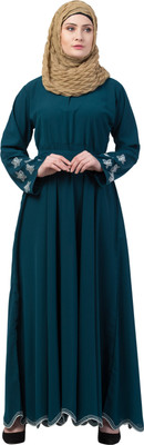MRC MRC9075 Crepe Solid Abaya With Hijab(Green)