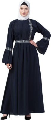 MRC Crepe Solid Abaya With Hijab(Blue)