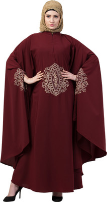 KHATOON Nida Matte Solid Burqa With Hijab(Maroon)