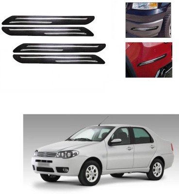 XZRTZ Plastic Car Bumper Guard(Black, Silver, Pack of 4, Fiat, Siena)