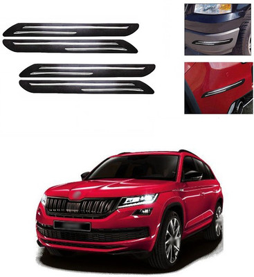 XZRTZ Plastic Car Bumper Guard(Black, Silver, Pack of 4, Skoda, Fabia)