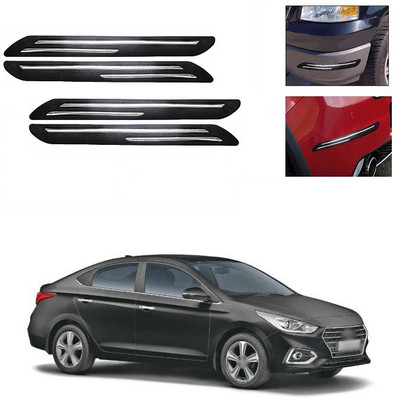 XZRTZ Plastic Car Bumper Guard(Black, Silver, Pack of 4, Hyundai, Verna)