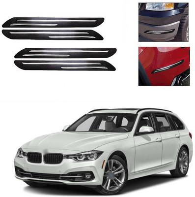 XZRTZ Plastic Car Bumper Guard(Black, Silver, Pack of 4, BMW, 3 Series)