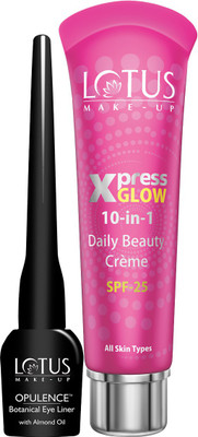 LOTUS Make-Up Combo ( Eye Liner - Black + Xpress Glow 10 in 1 Daily Beauty Cream )(2 Items in the set)