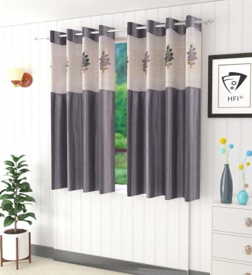 Homefab India 152 cm (5 ft) Polyester Semi Transparent Window Curtain (Pack Of 2)(Printed, Grey)