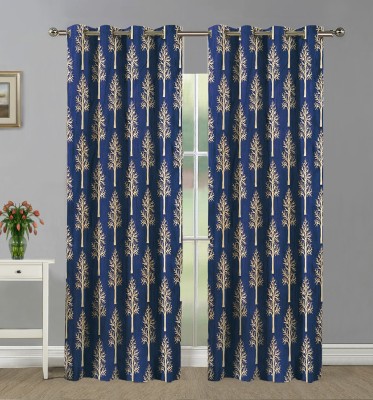 Home Candy 274 cm (9 ft) Polyester Room Darkening Long Door Curtain (Pack Of 2)(Printed, Royal Blue)