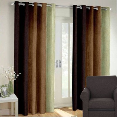 Styletex 213 cm (7 ft) Polyester Semi Transparent Door Curtain (Pack Of 2)(Solid, Brown)