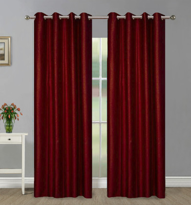 Good Homes 213 cm (7 ft) Door Polyester Room Darkening Curtain (Pack Of 2)(Red, Solid)